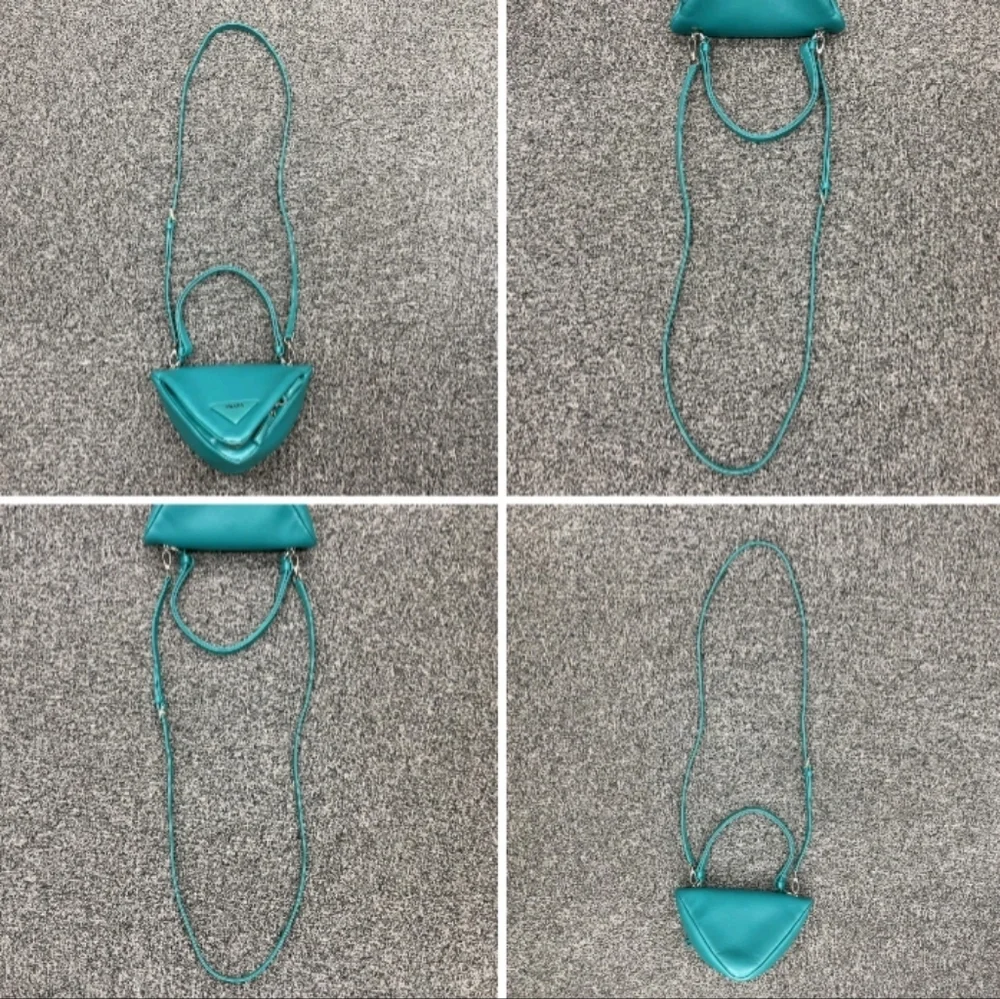 SALE! Prada Triangle Pavone Green Nappa Leather 2 Way Bag W/DB & Strap - Picture 14 of 16